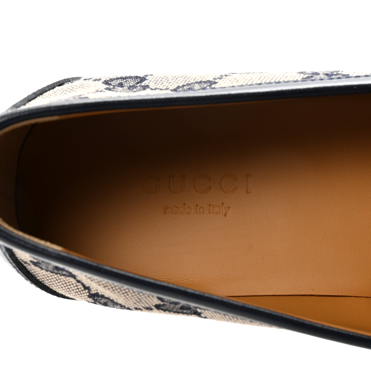 Canvas GG Monogram Horsebit Calfskin Womens Horsebit Platform Loafers 37.5 Beige Blue