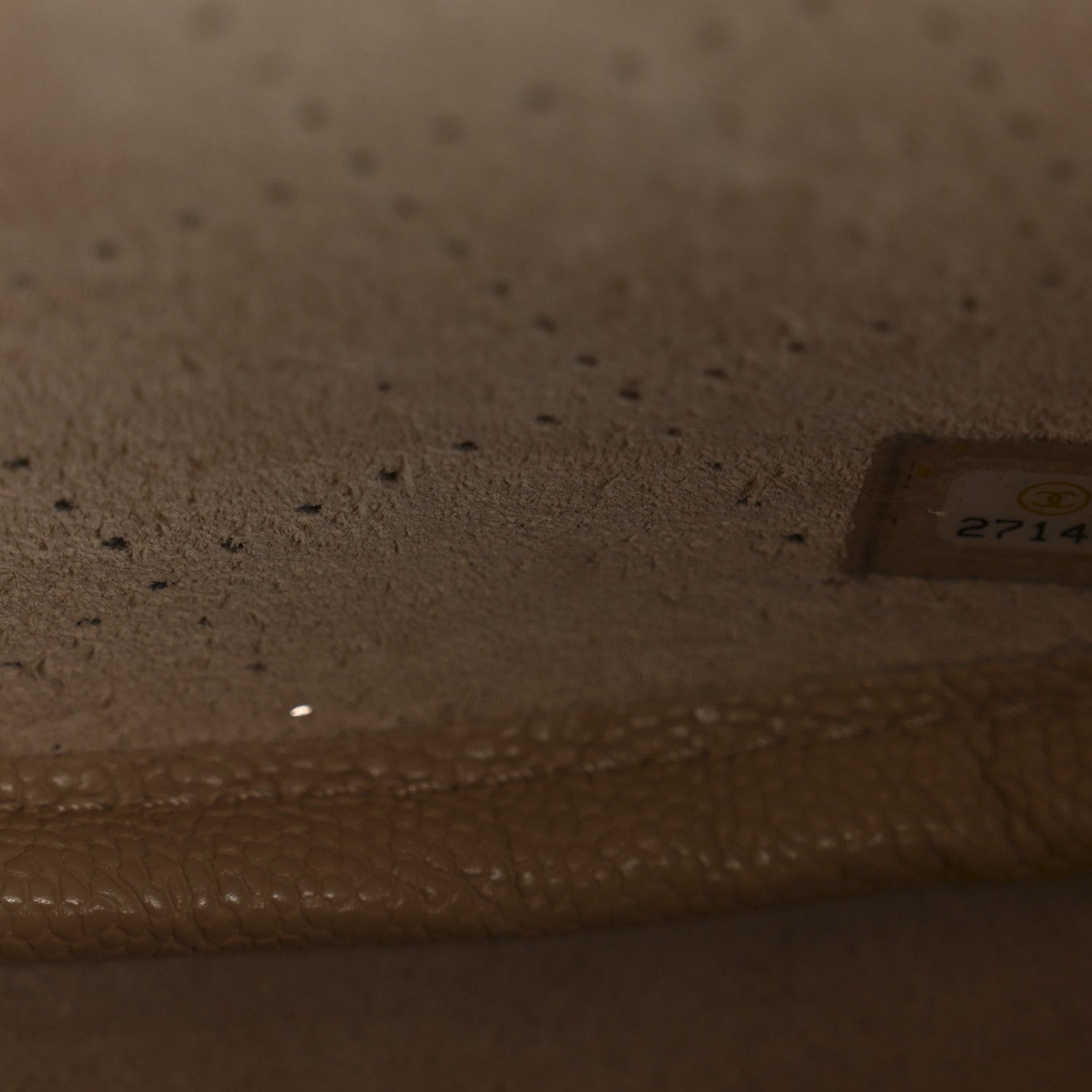 Grained Calfskin Perforated Small Flap Hobo Beige