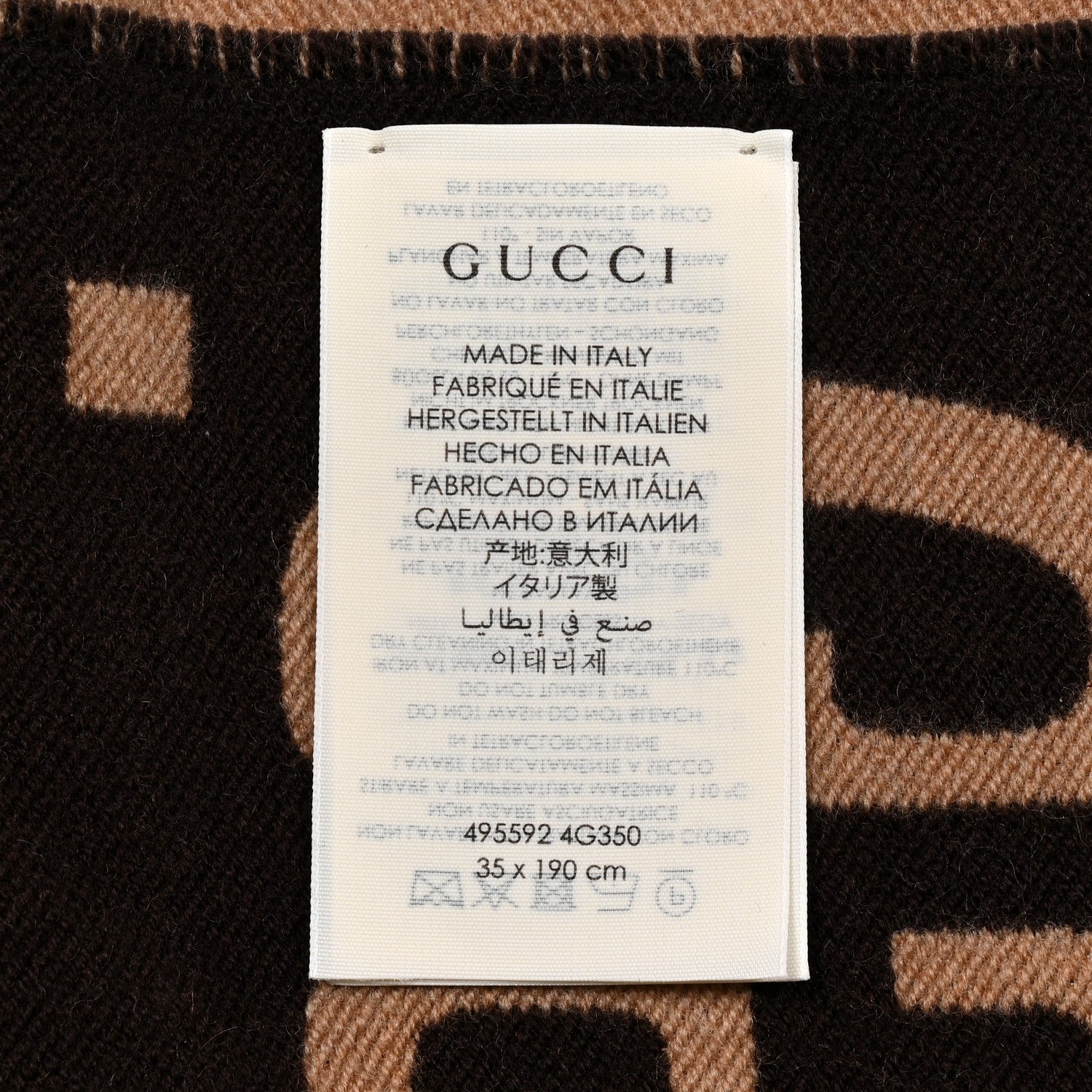 Wool Silk Monogram Jumbo GG Freedom Scarf Dark Brown Beige