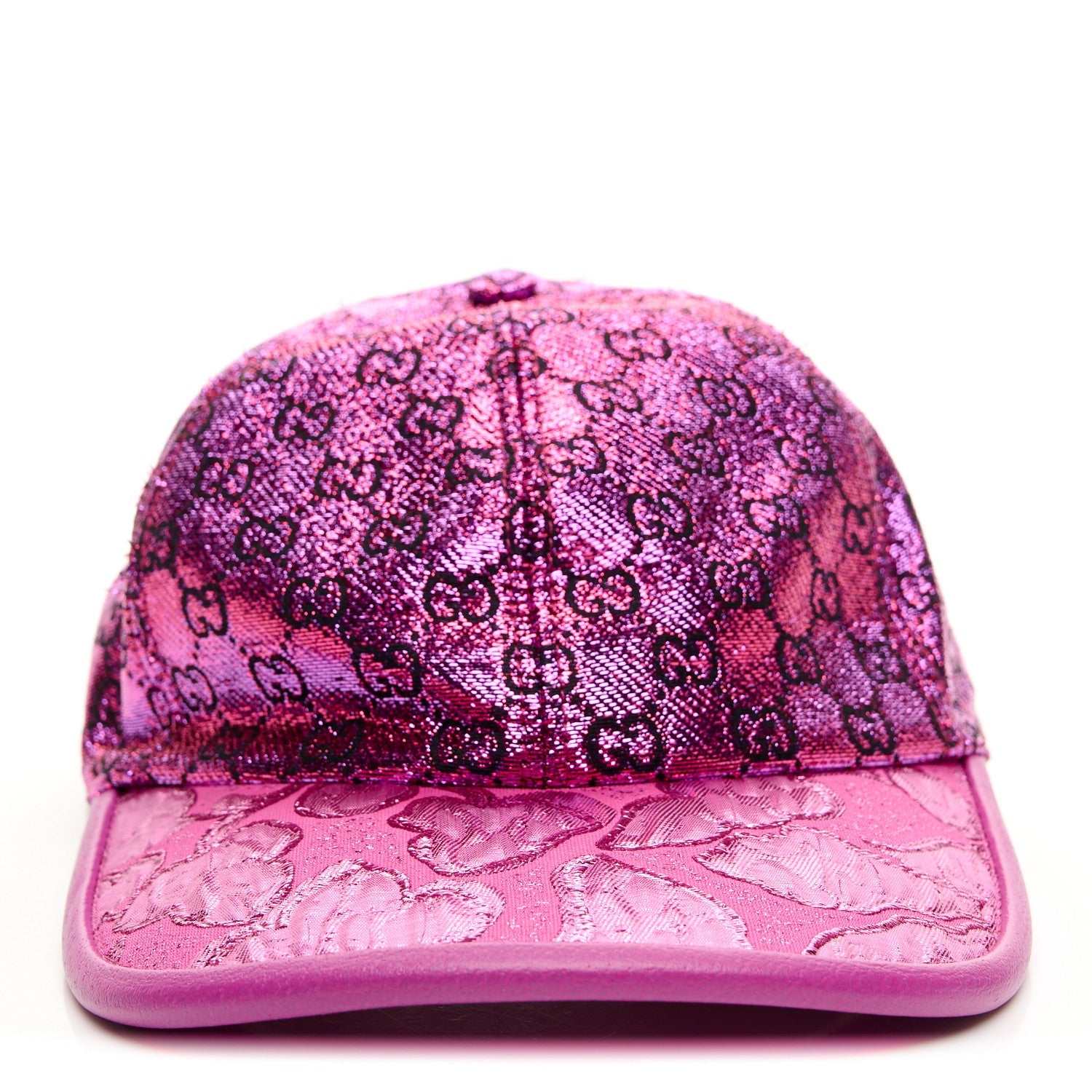 Silk Blend Jacquard Monogram Santa Barbara Baseball Hat S Fuxia Black