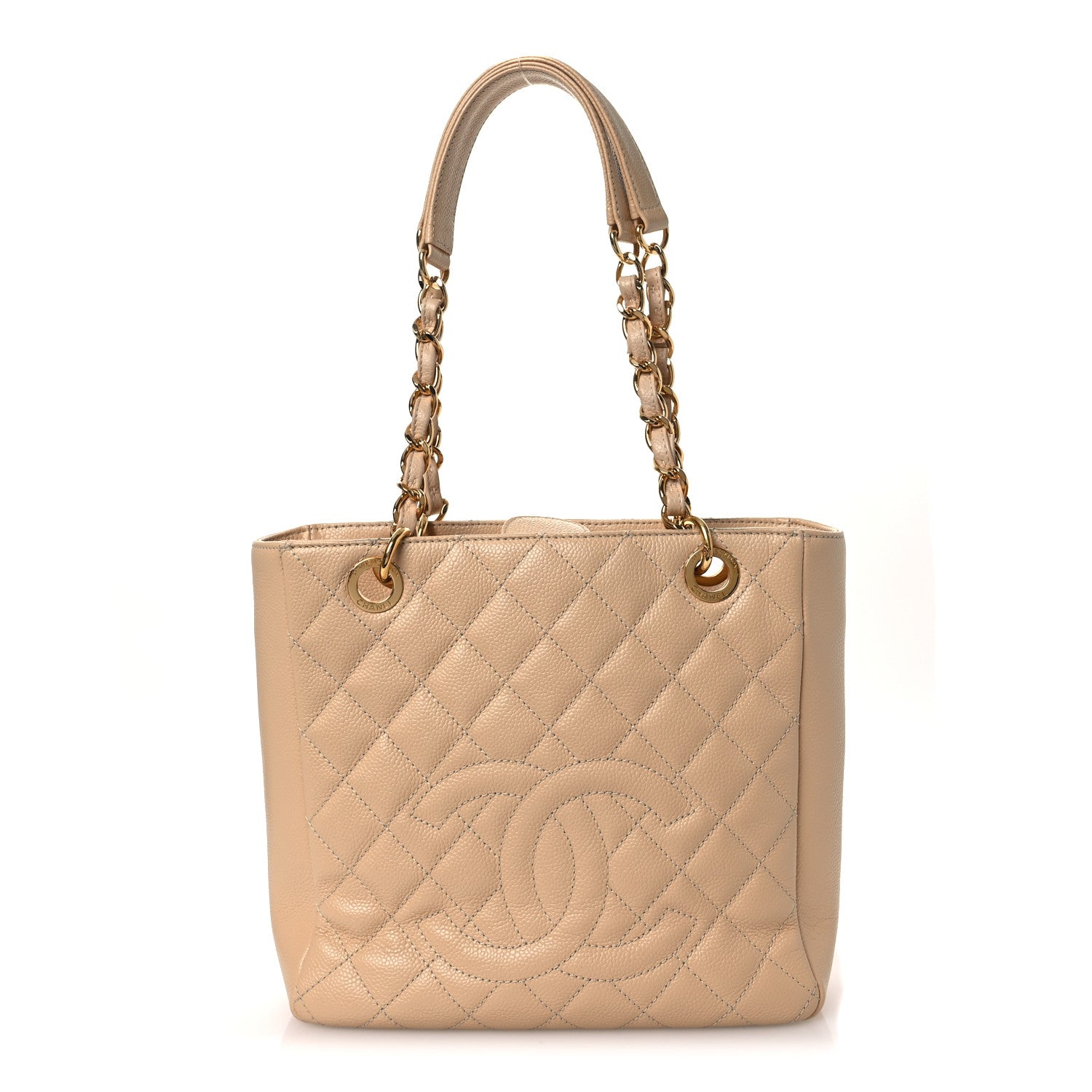 Caviar Quilted Petit Shopping Tote PST Beige Clair