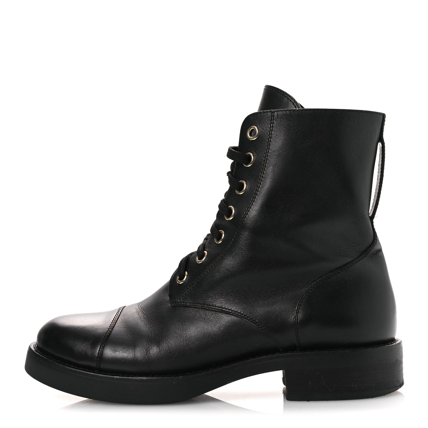 Calfskin Flat Ranger Boots 36.5 Black