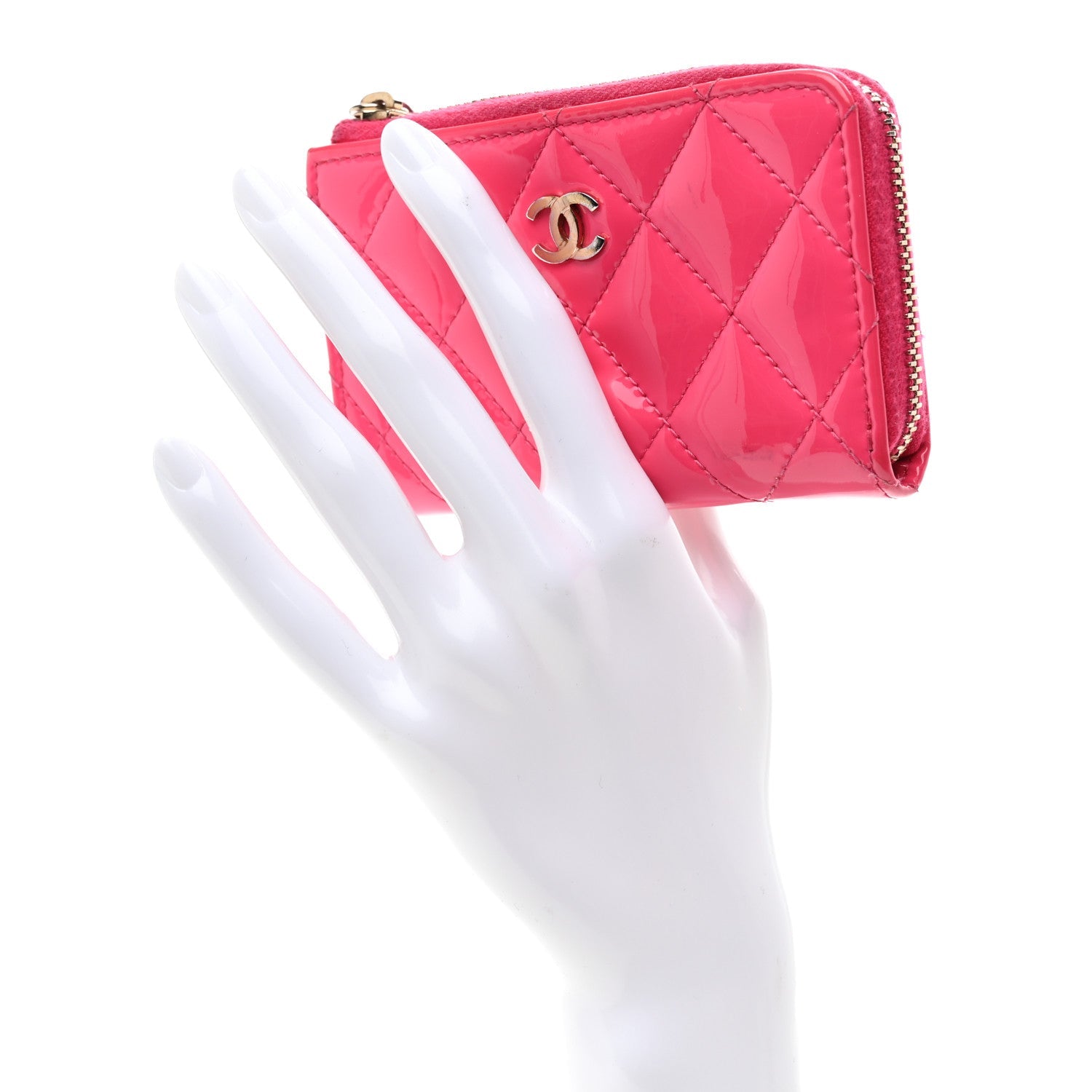 Patent Quilted Key Holder Case Pink