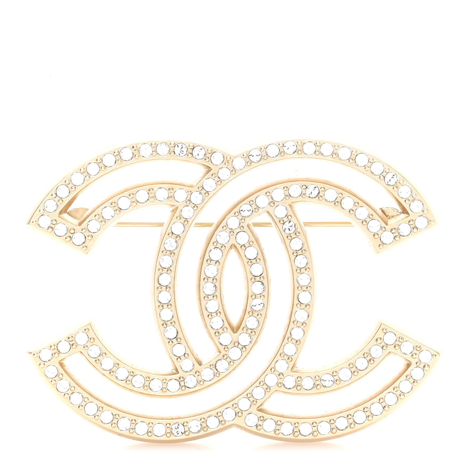 Crystal CC Brooch Gold