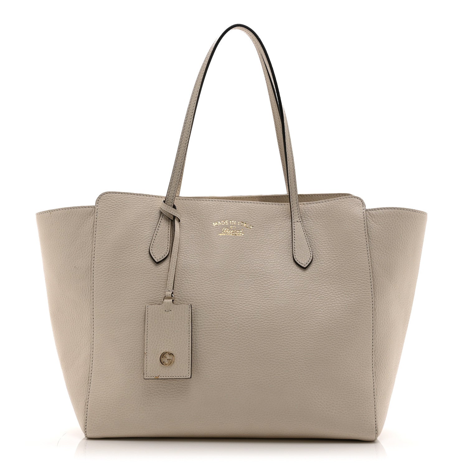 Pebbled Calfskin Medium Swing Tote Off White
