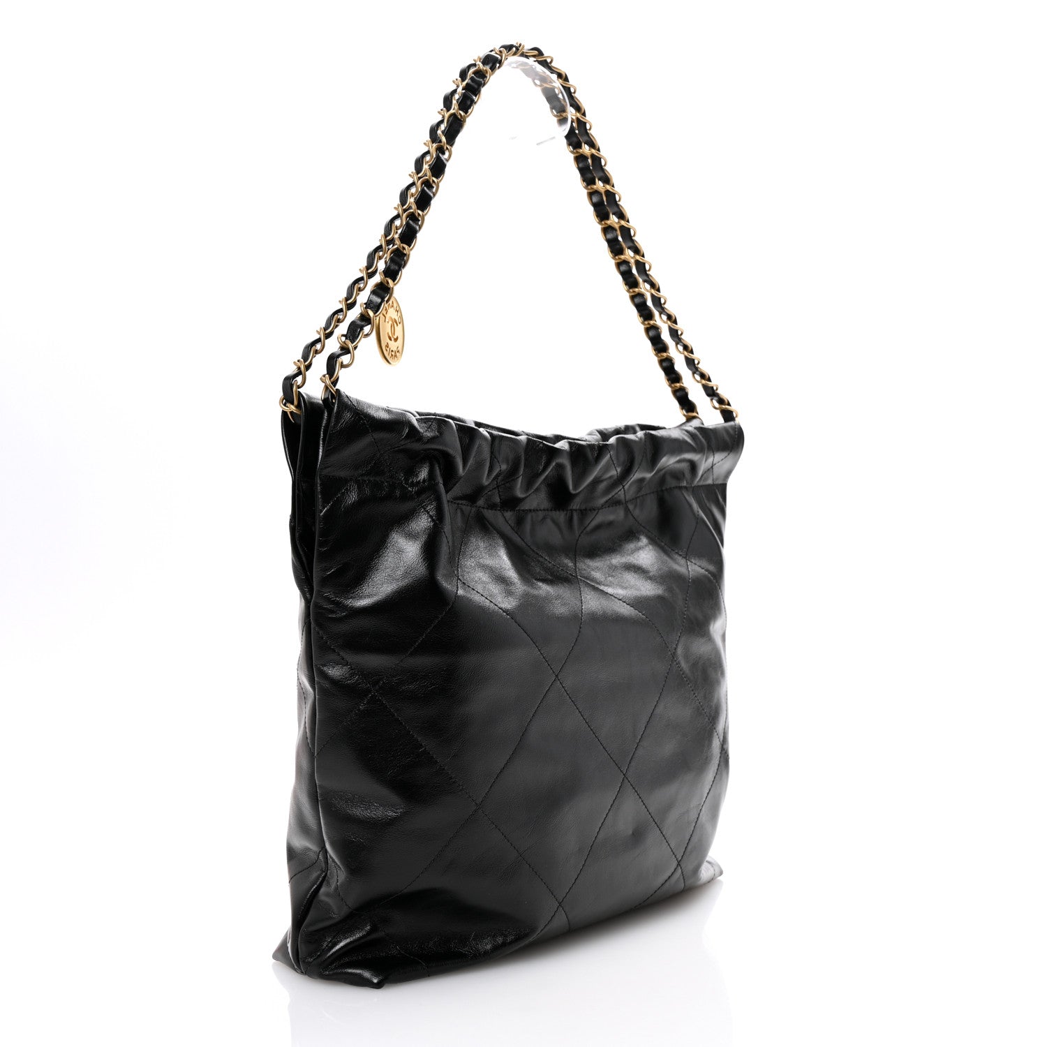 Shiny Calfskin Quilted Small Chanel 22 Black