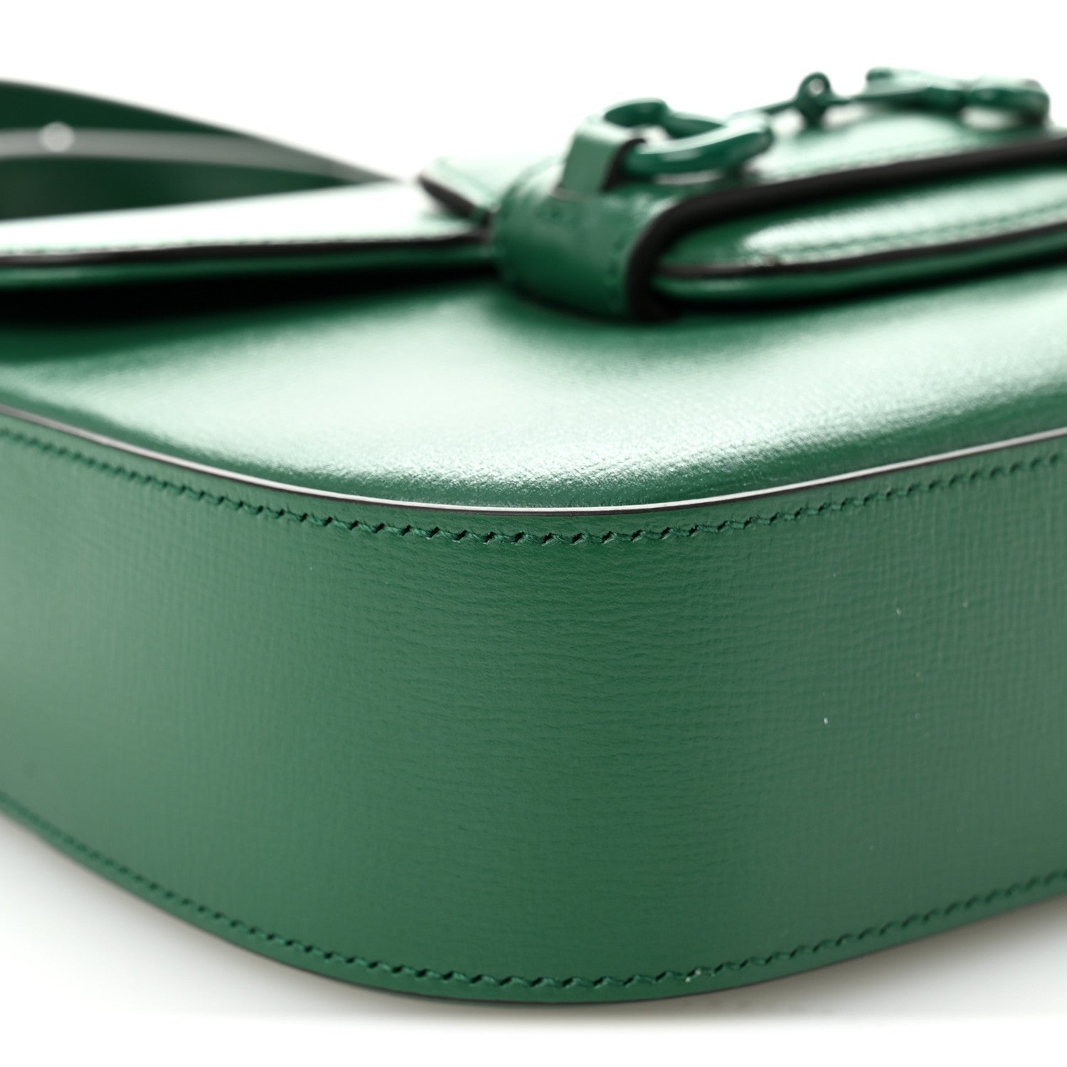 Azalea Calfskin Web Monochrome Horsebit 1955 Shoulder Bag Emerald