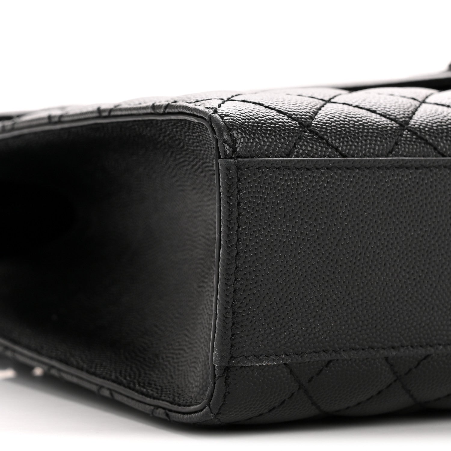 Grain De Poudre Textured Mixed Matelasse Large Triquilt Monogram Monochrome Satchel Black