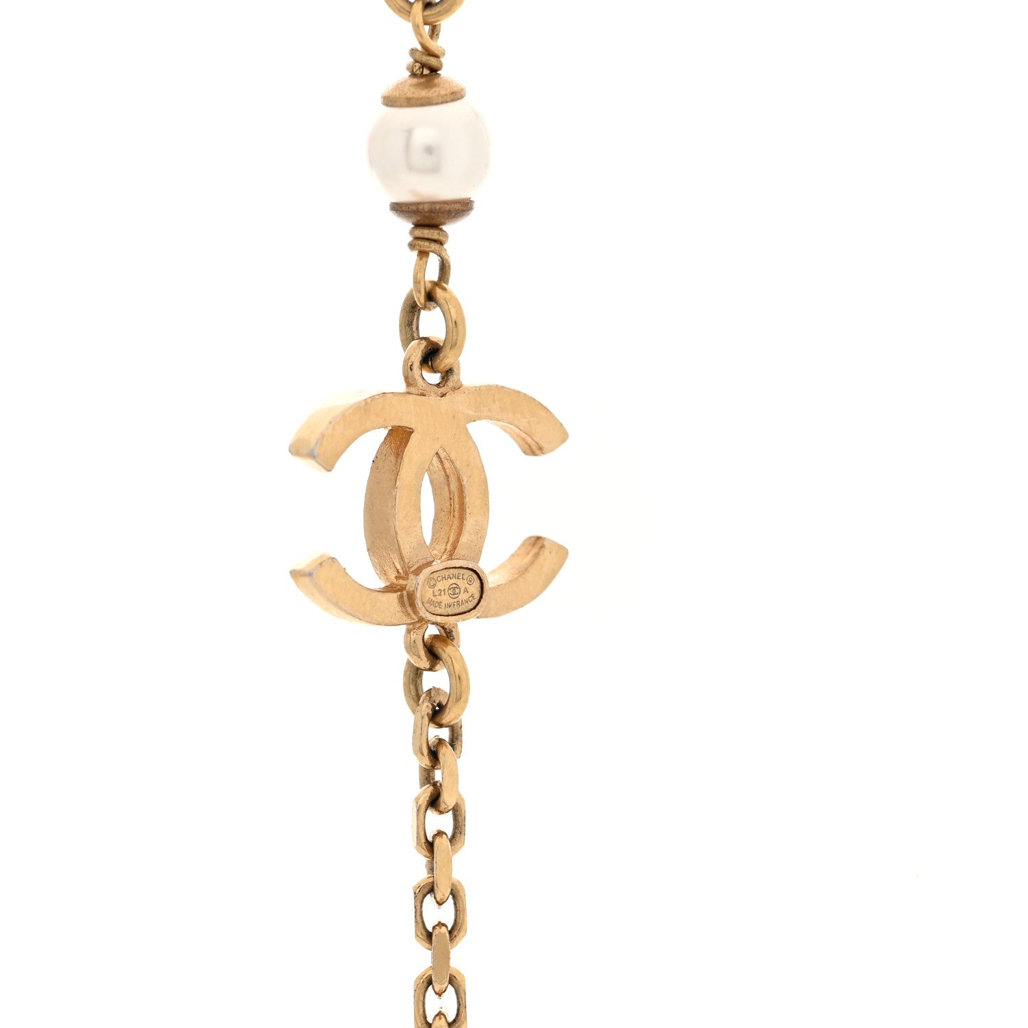 Metal Crystal Pearl Airpod Necklace Gold