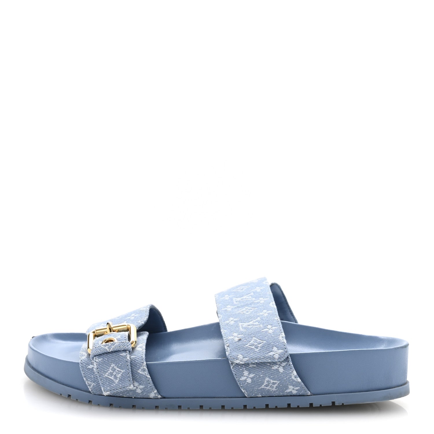 Monogram Jacquard Bom Dia Flat Comfort Mules 36 Blue