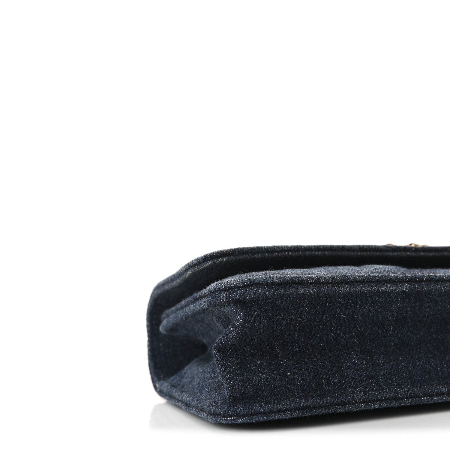 Denim Quilted Chanel 19 Flap Phone Holder With Chain Blue