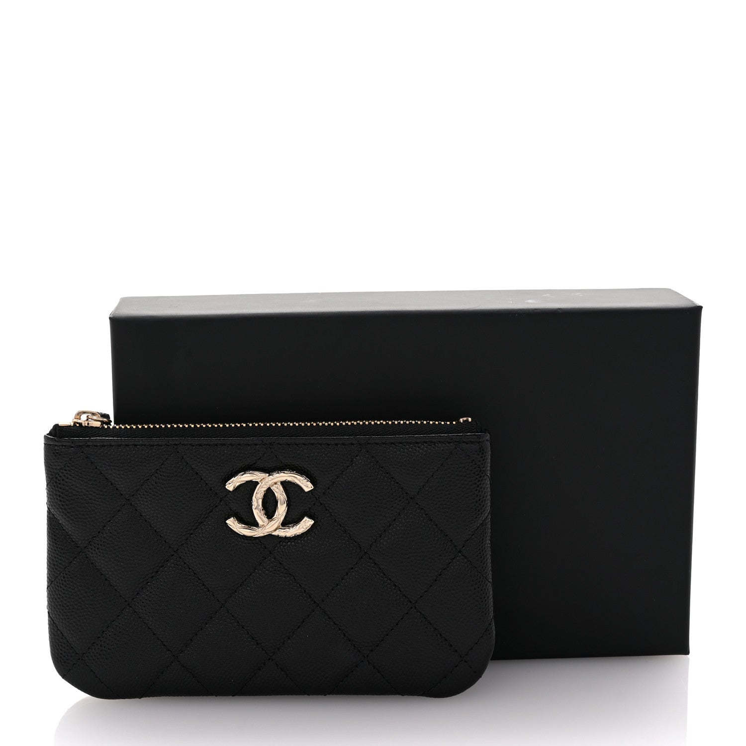Caviar Quilted CC Small Pouch Black