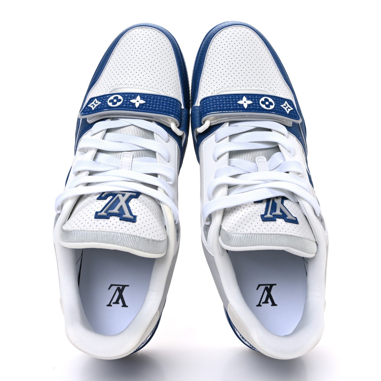 Calfskin Monogram Mens LV Trainer Sneakers 11 Blue