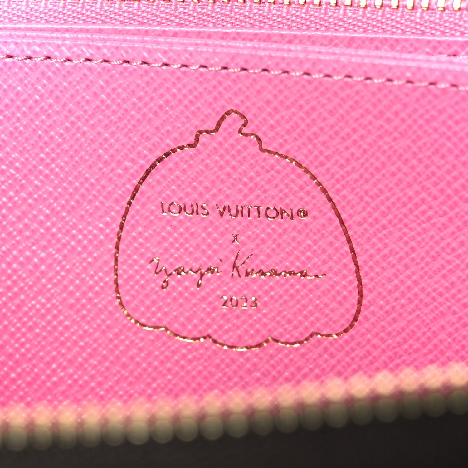 LV X YK Monogram Kusama Pumpkin Zippy Wallet