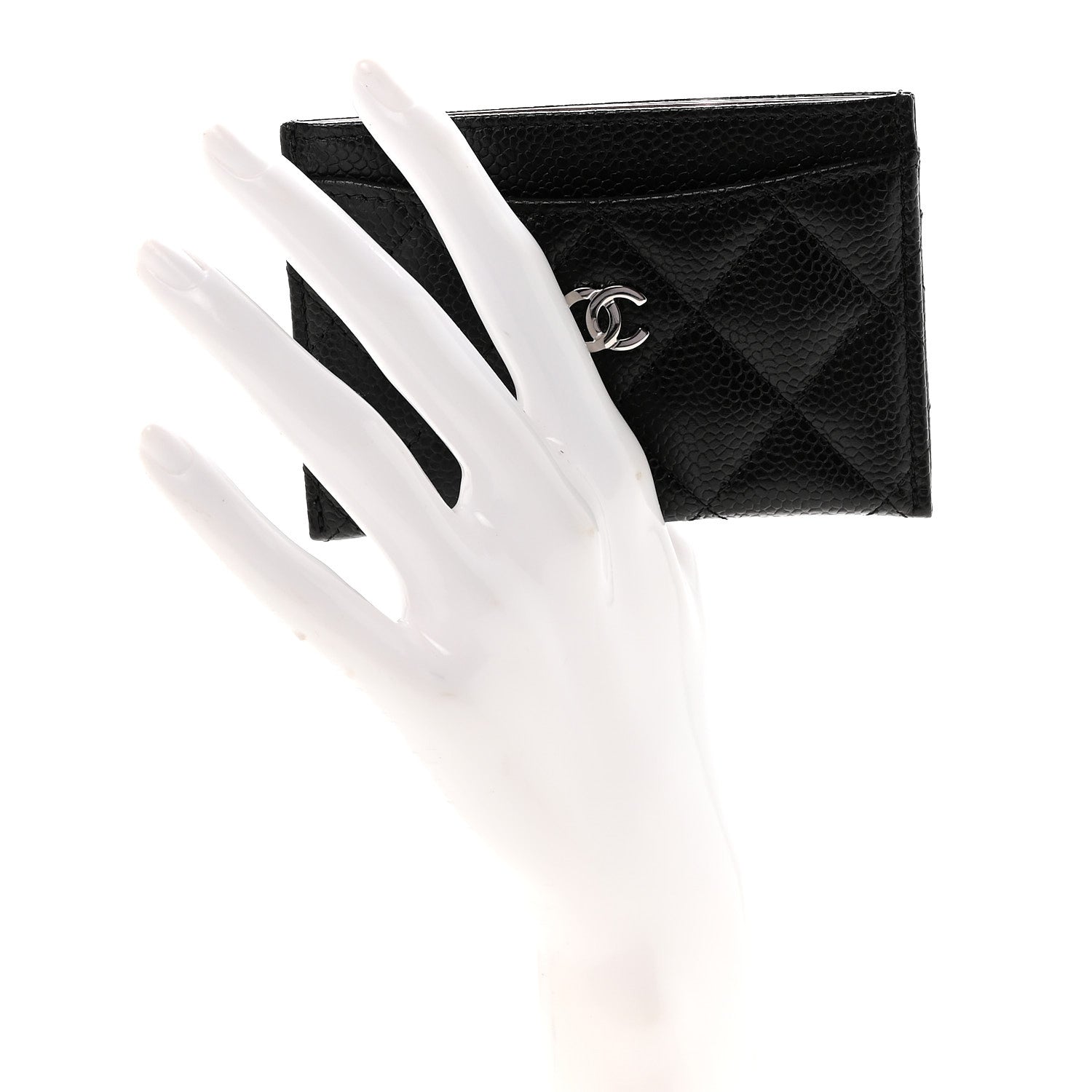 Caviar Quilted Card Holder Black