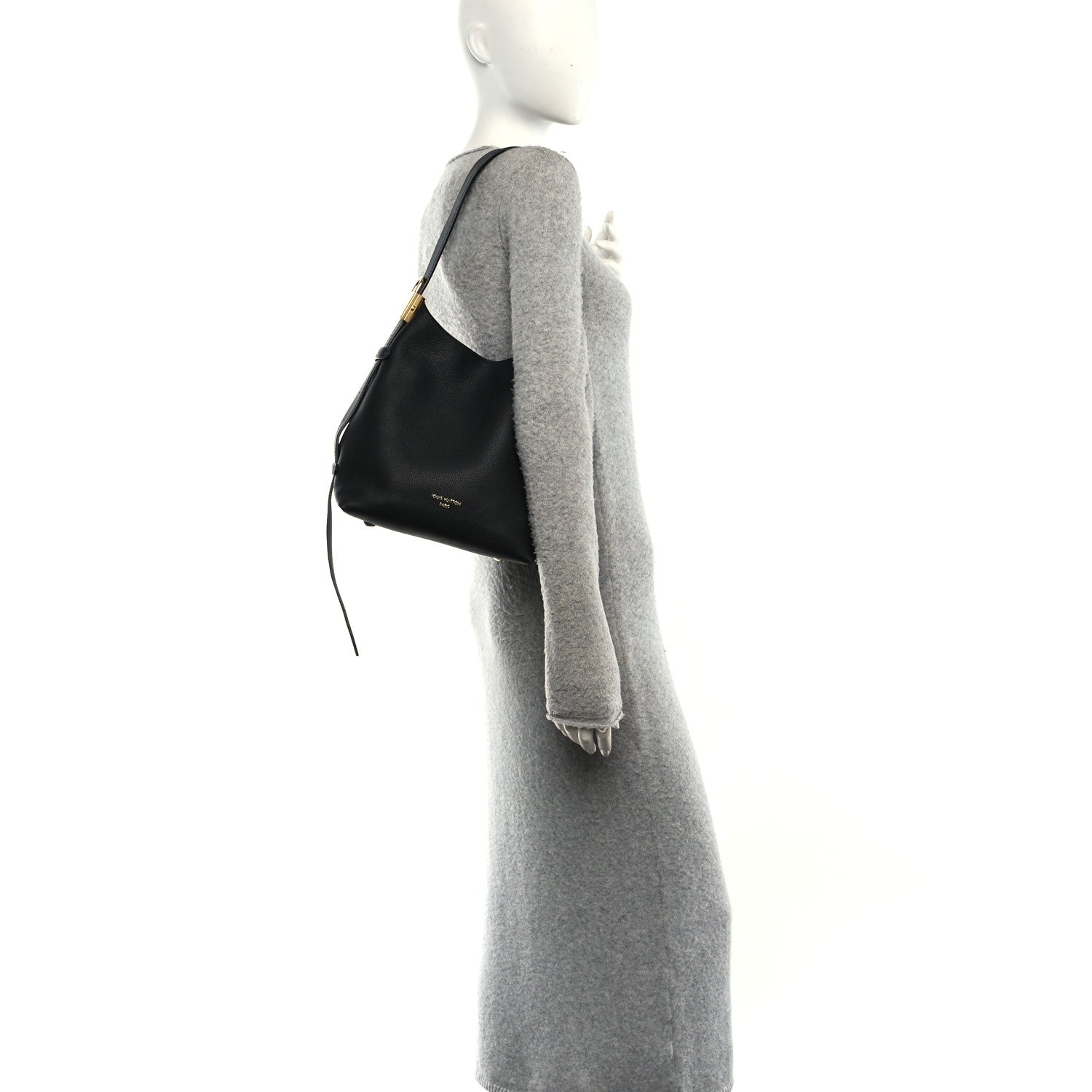 Grained Calfskin Low Key Hobo PM Black