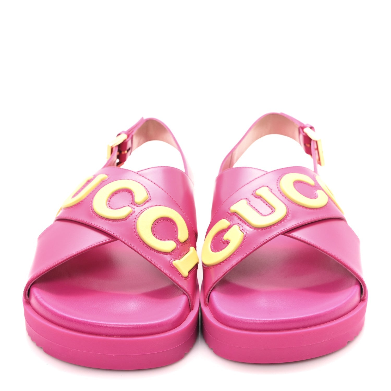 Calfskin Elizabeth Nappa Charlotte Logo Slingback Sandals 36.5 Fancy Fuchsia