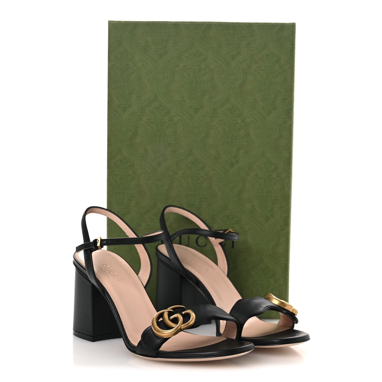 Lifford Calfskin GG Marmont Ankle Wrap 75mm Sandals 36.5 Black