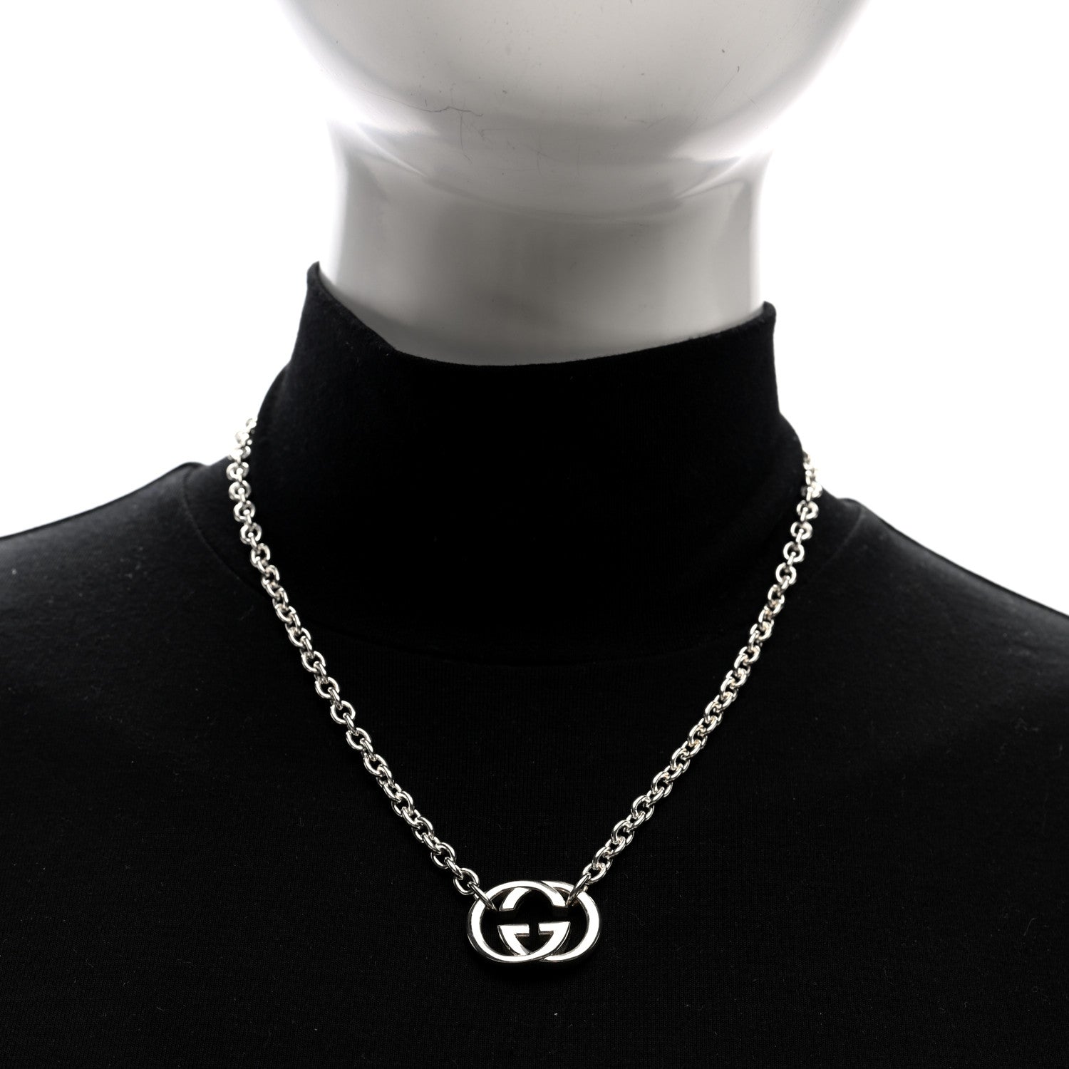 Sterling Silver Britt Interlocking GG Pendant Necklace