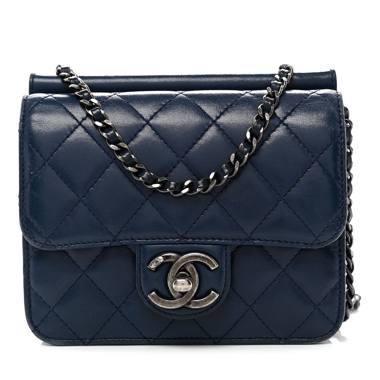 Lambskin Quilted Mini Crossing Times Flap Blue