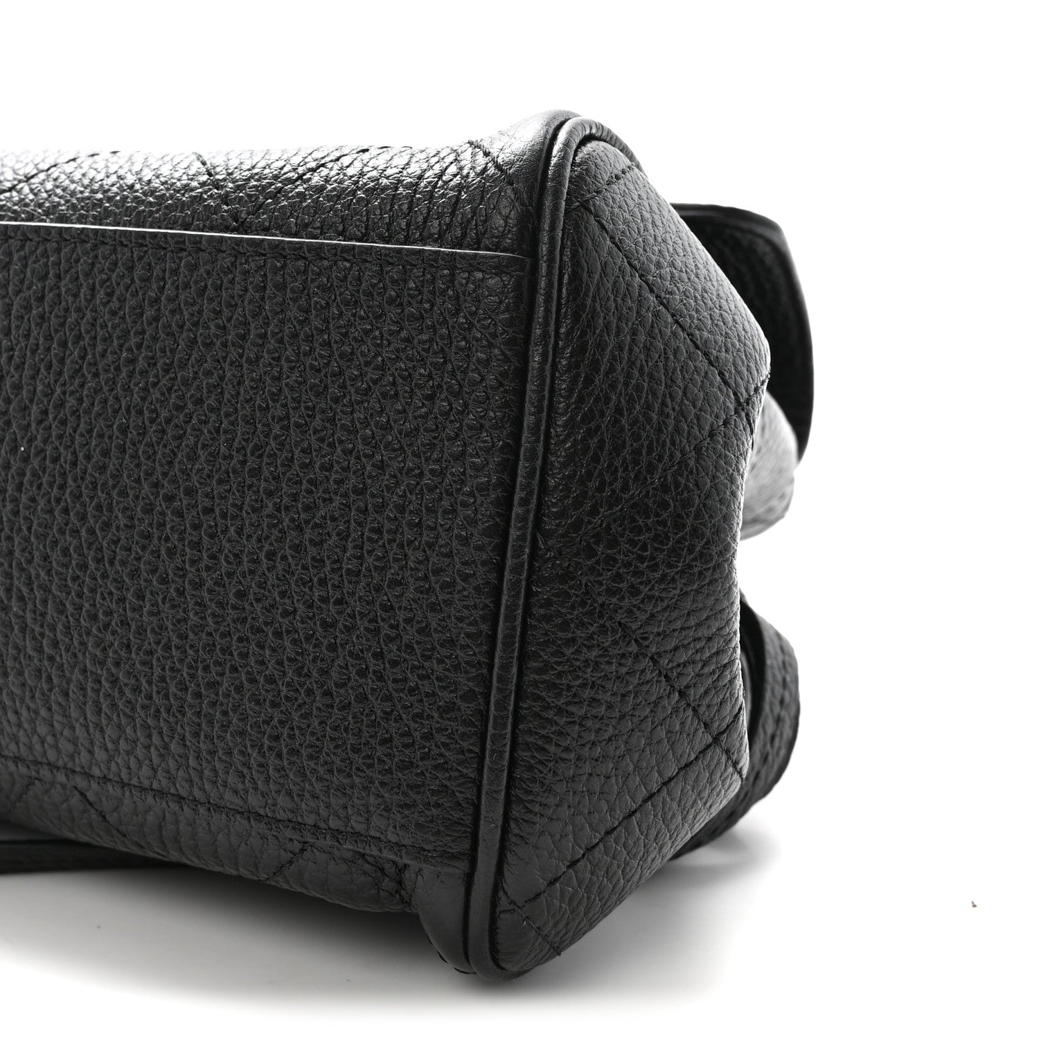 Grained Calfskin Stitched Urban Essentials Small Shopping Bag Black