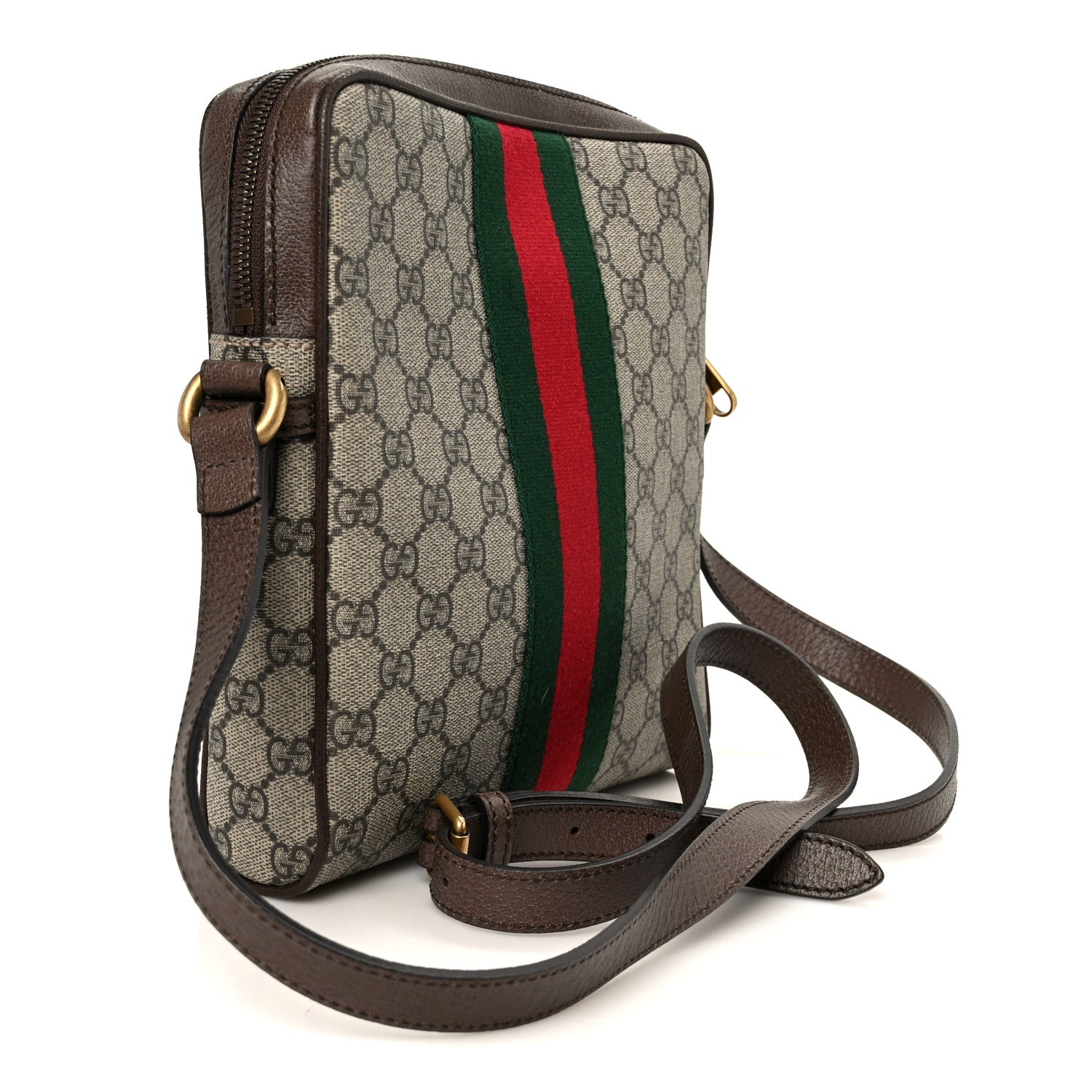 GG Supreme Monogram Web Small Ophidia Messenger Bag Brown