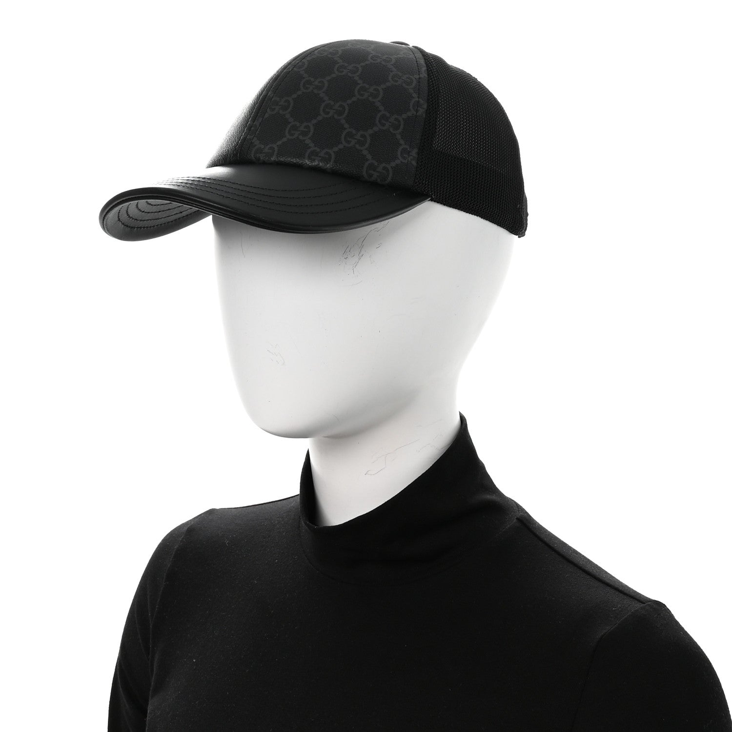 GG Supreme Monogram Baseball Hat S Black