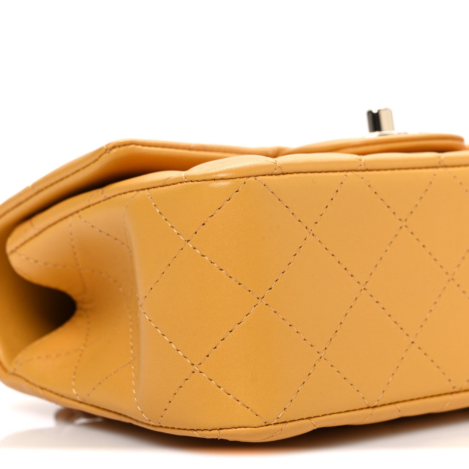 Lambskin Quilted Mini Top Handle Rectangular Flap Yellow