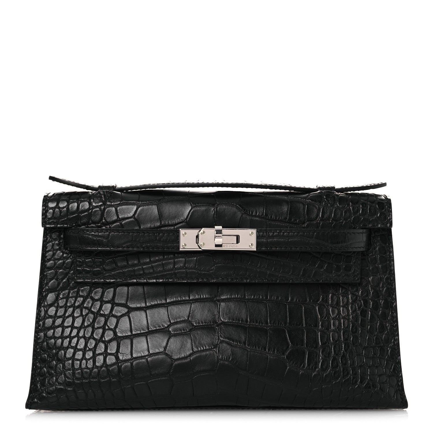 Matte Alligator Kelly Pochette Black