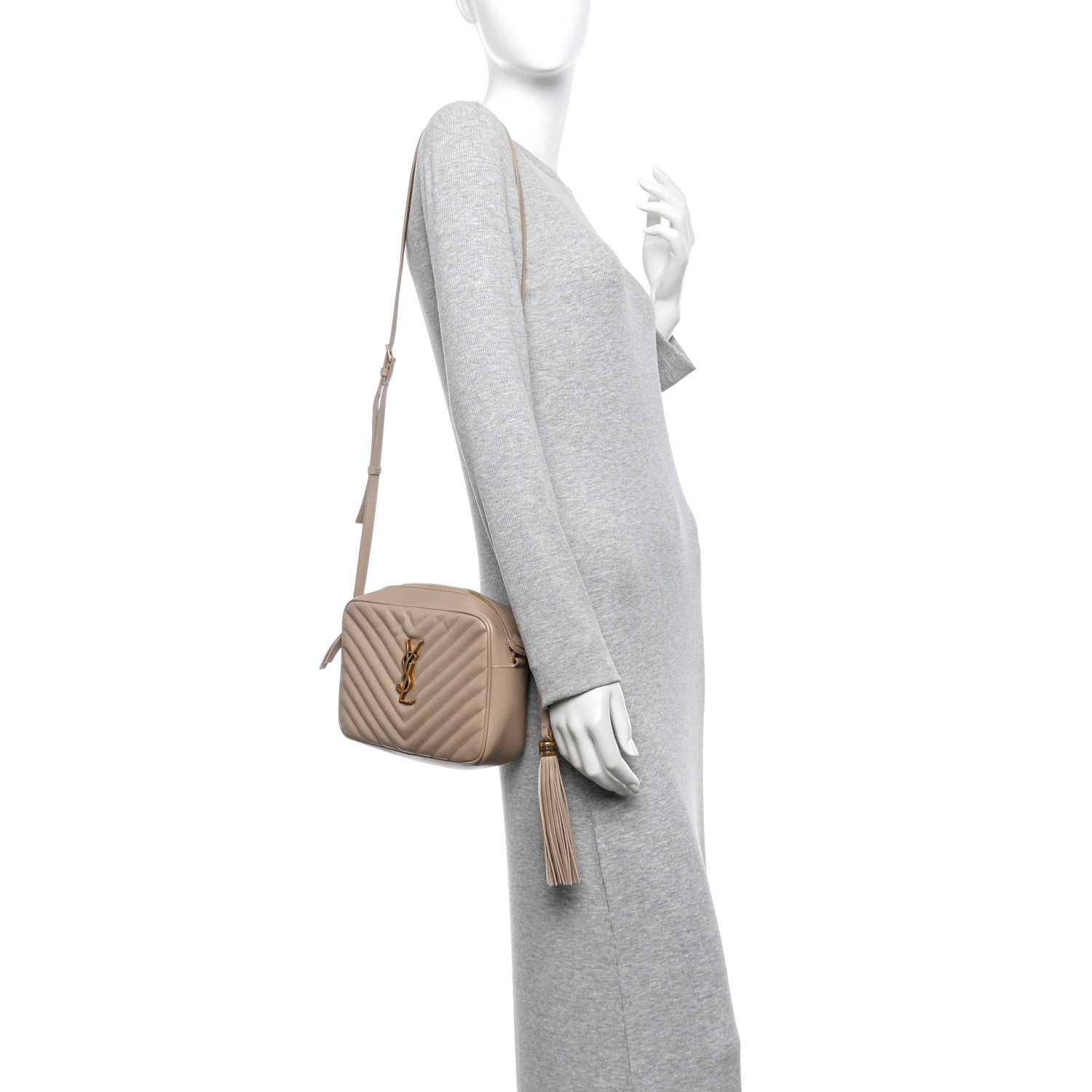 Calfskin Matelasse Monogram Lou Camera Bag Dark Beige