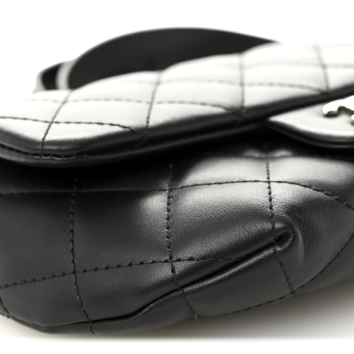 Calfskin Quilted CC Uniform Flap Belt Bag Black