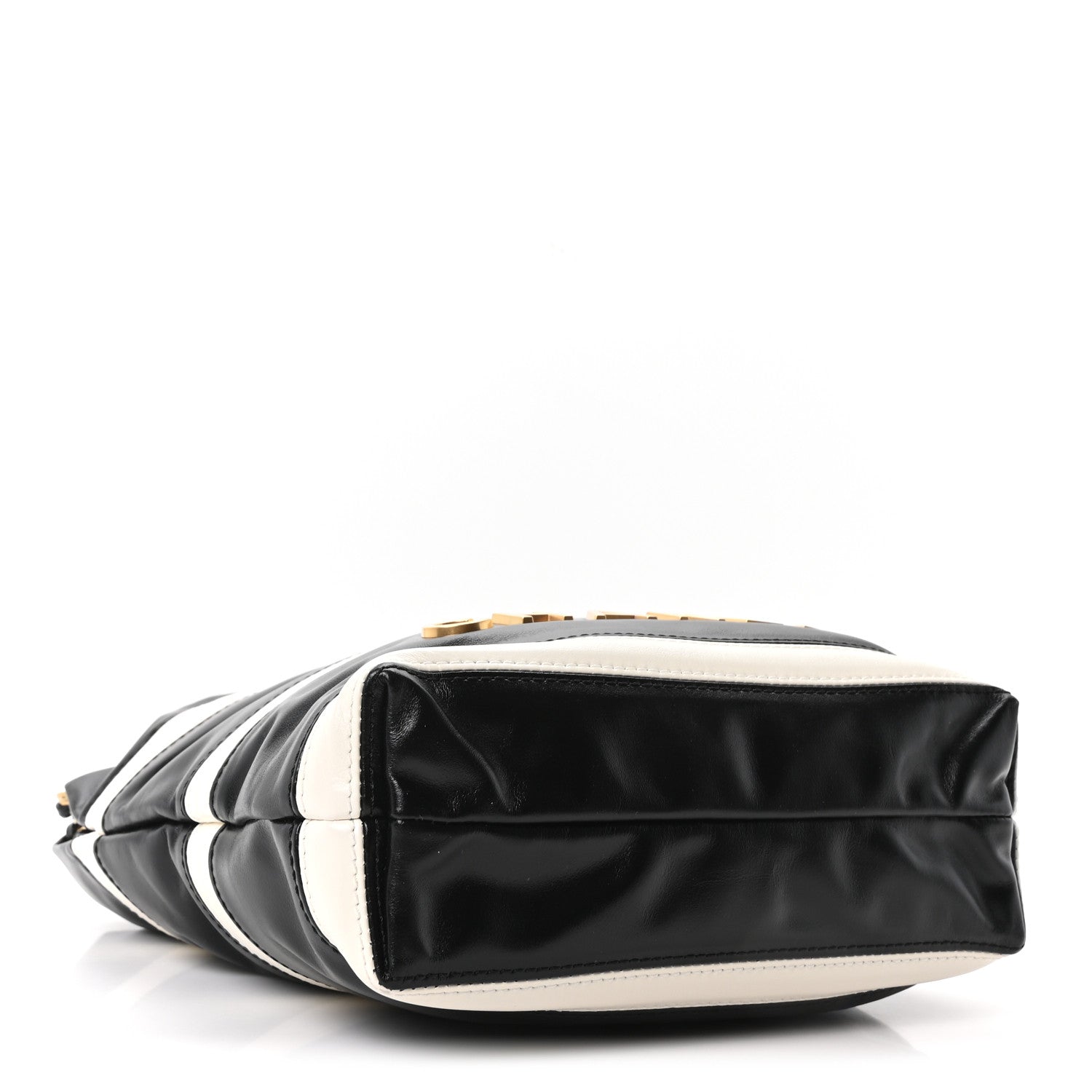 Shiny Calfskin Striped Mini Chanel 22 Black White