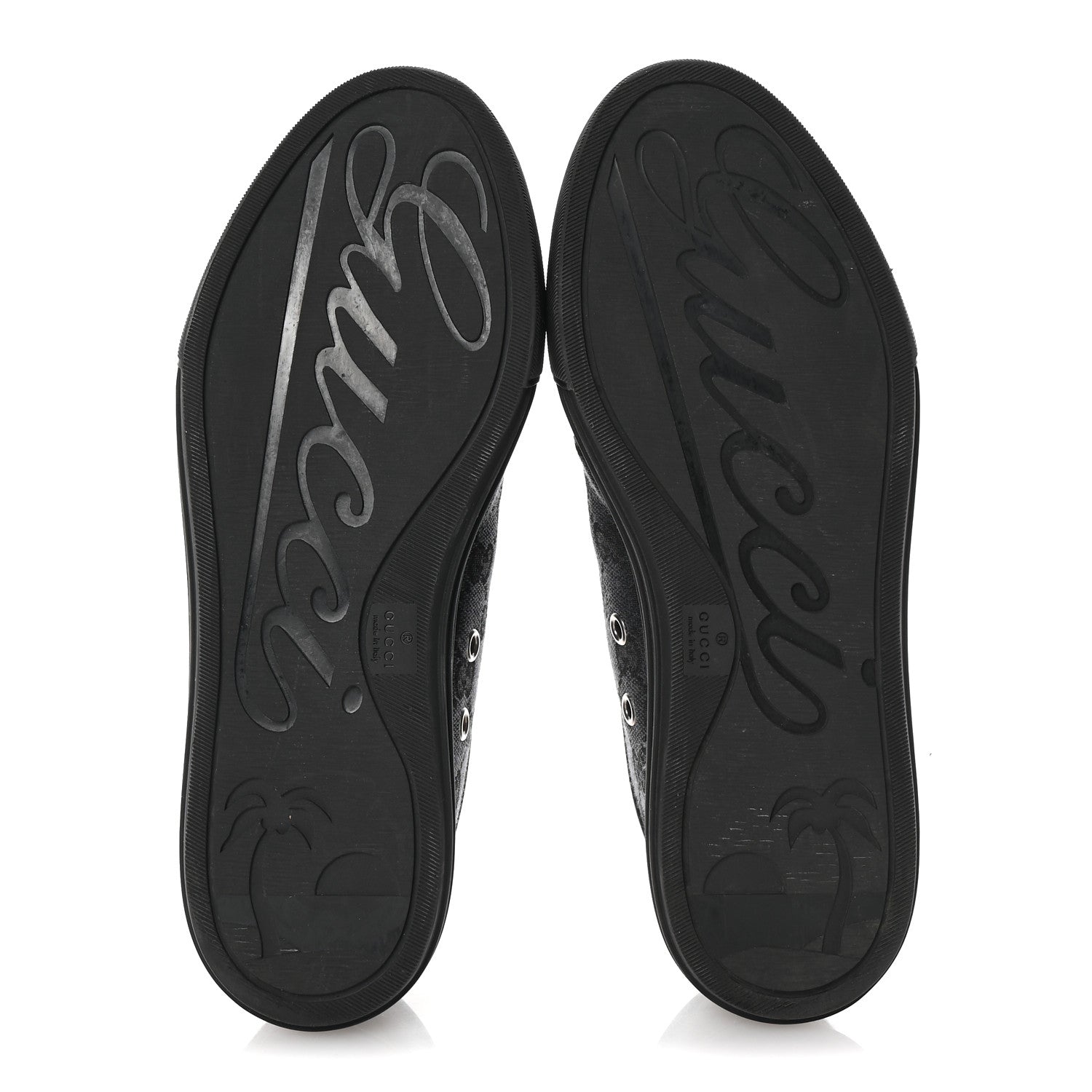 GG Monogram Calfskin Womens Low Top Sneakers 37 Piombo Black