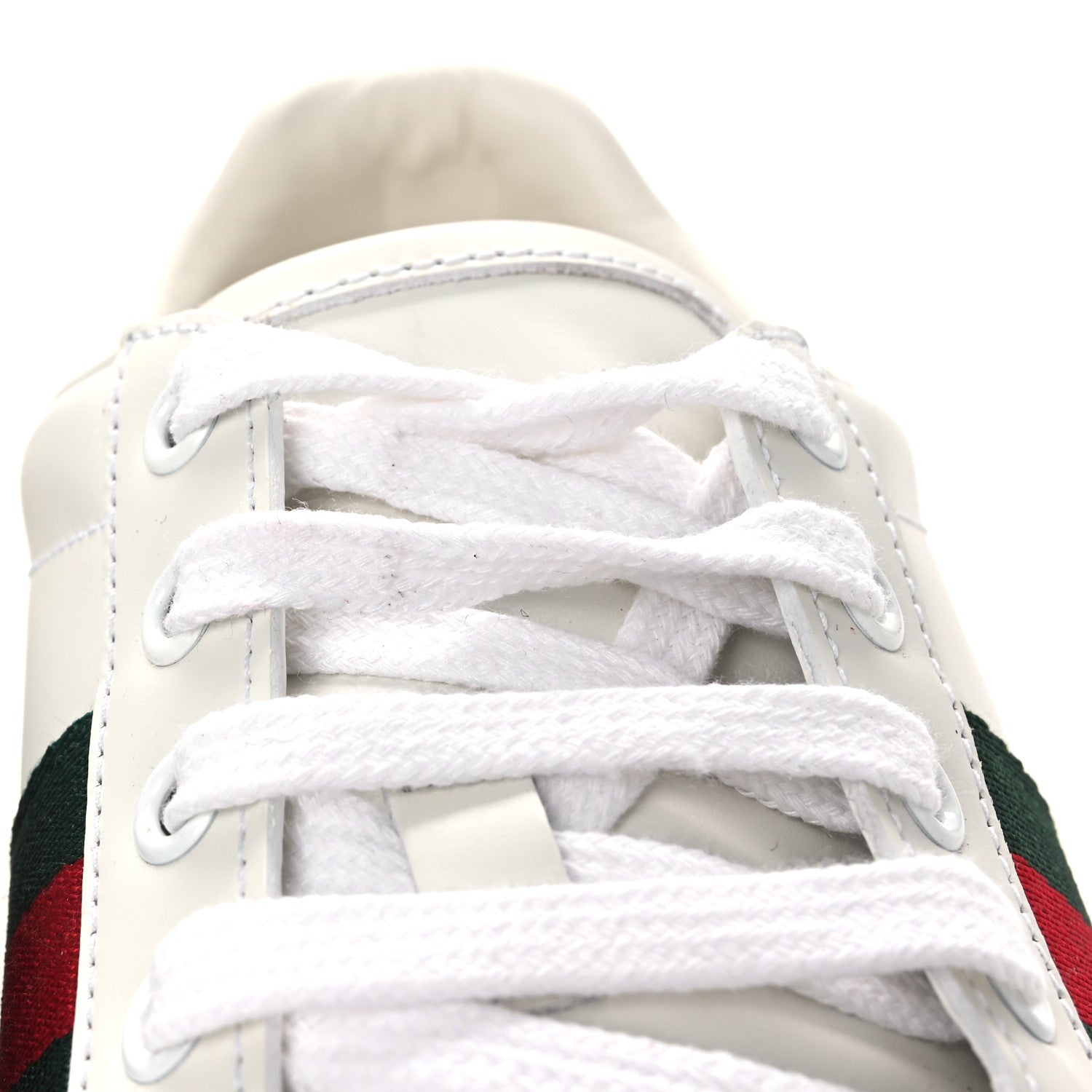 Calfskin Crocodile Web Womens Ace Sneakers 39 White Green
