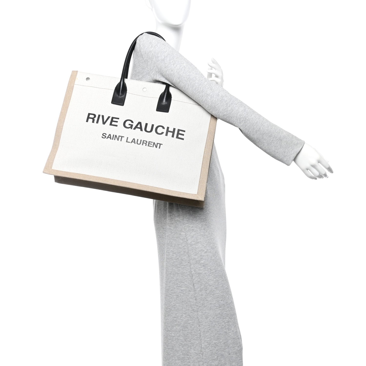 Linen Calfskin Rive Gauche Tote Optic White