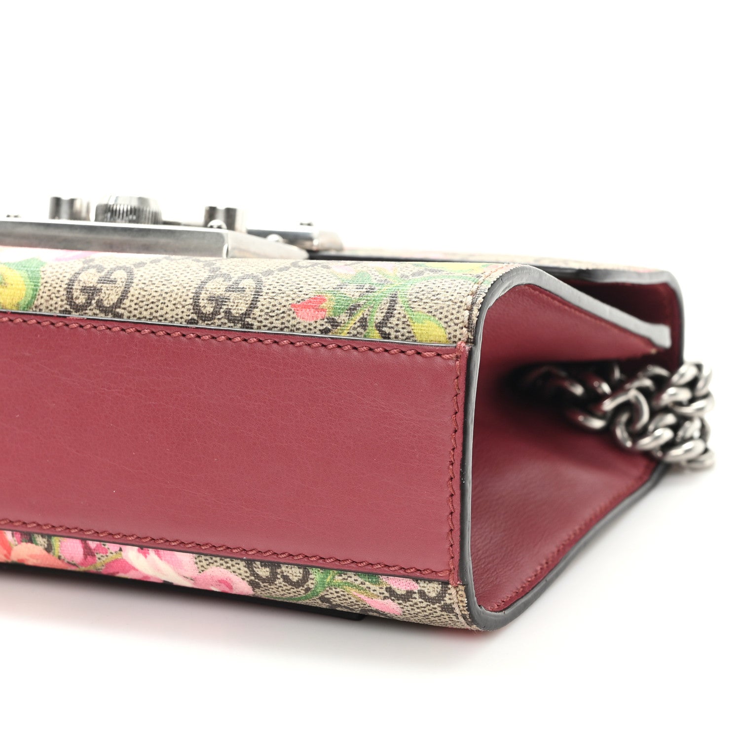 GG Supreme Monogram Blooms Small Padlock Shoulder Bag Beige Multicolor Dry Rose