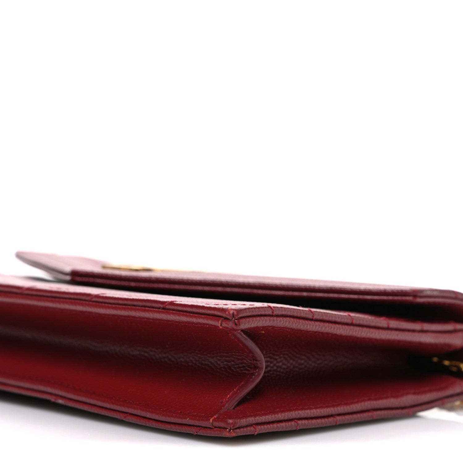 Grain De Poudre Matelasse Chevron Monogram Envelope Chain Wallet New Red