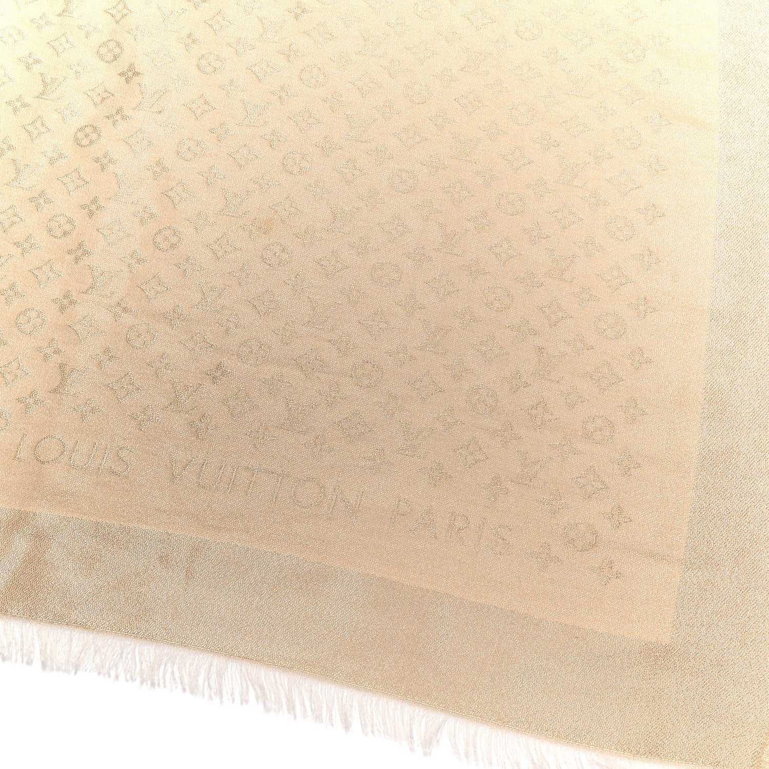 Silk Lurex Wool Monogram Shine Shawl Greige