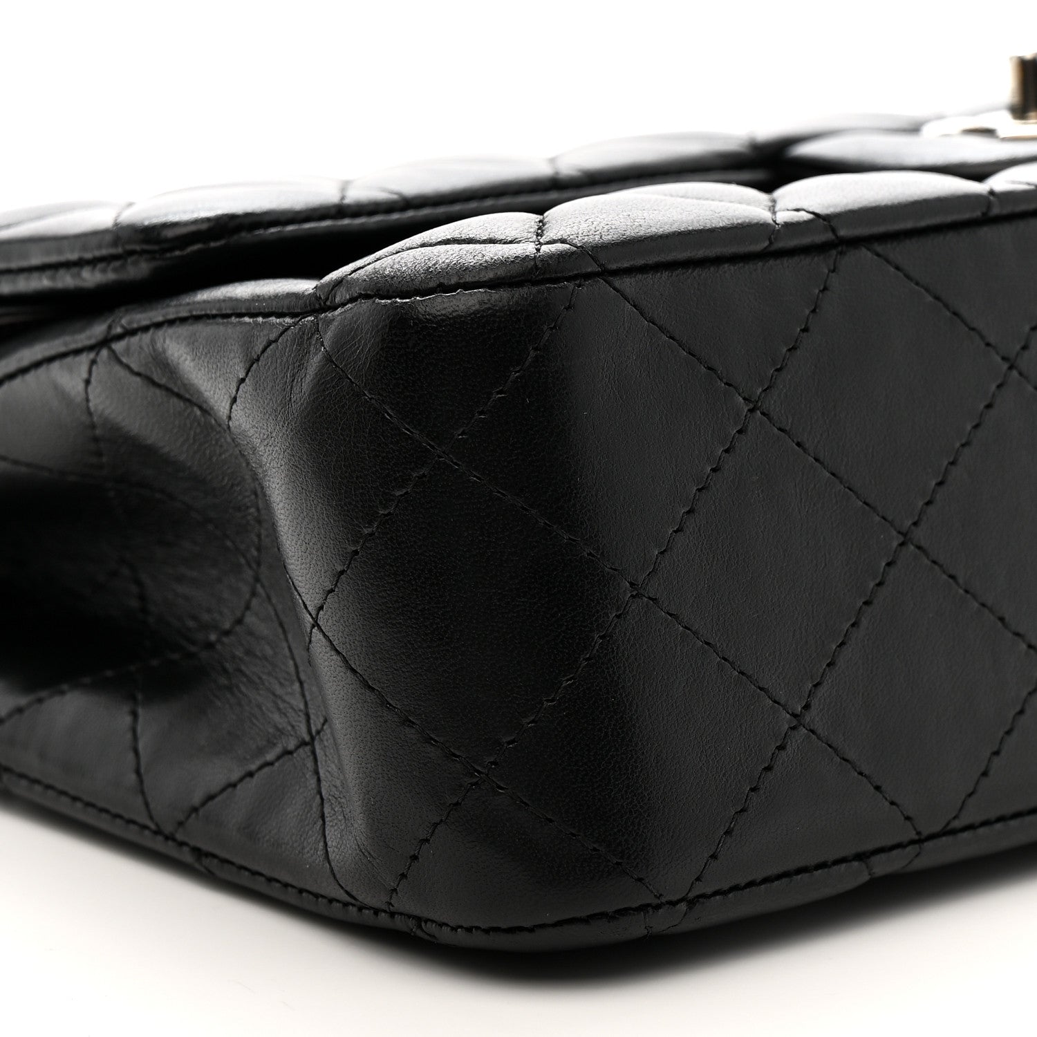 Lambskin Quilted Medium Double Flap Black