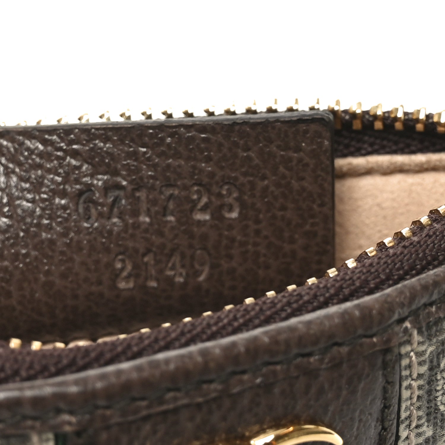 GG Supreme Monogram Web Ophidia Zip Card Case Brown