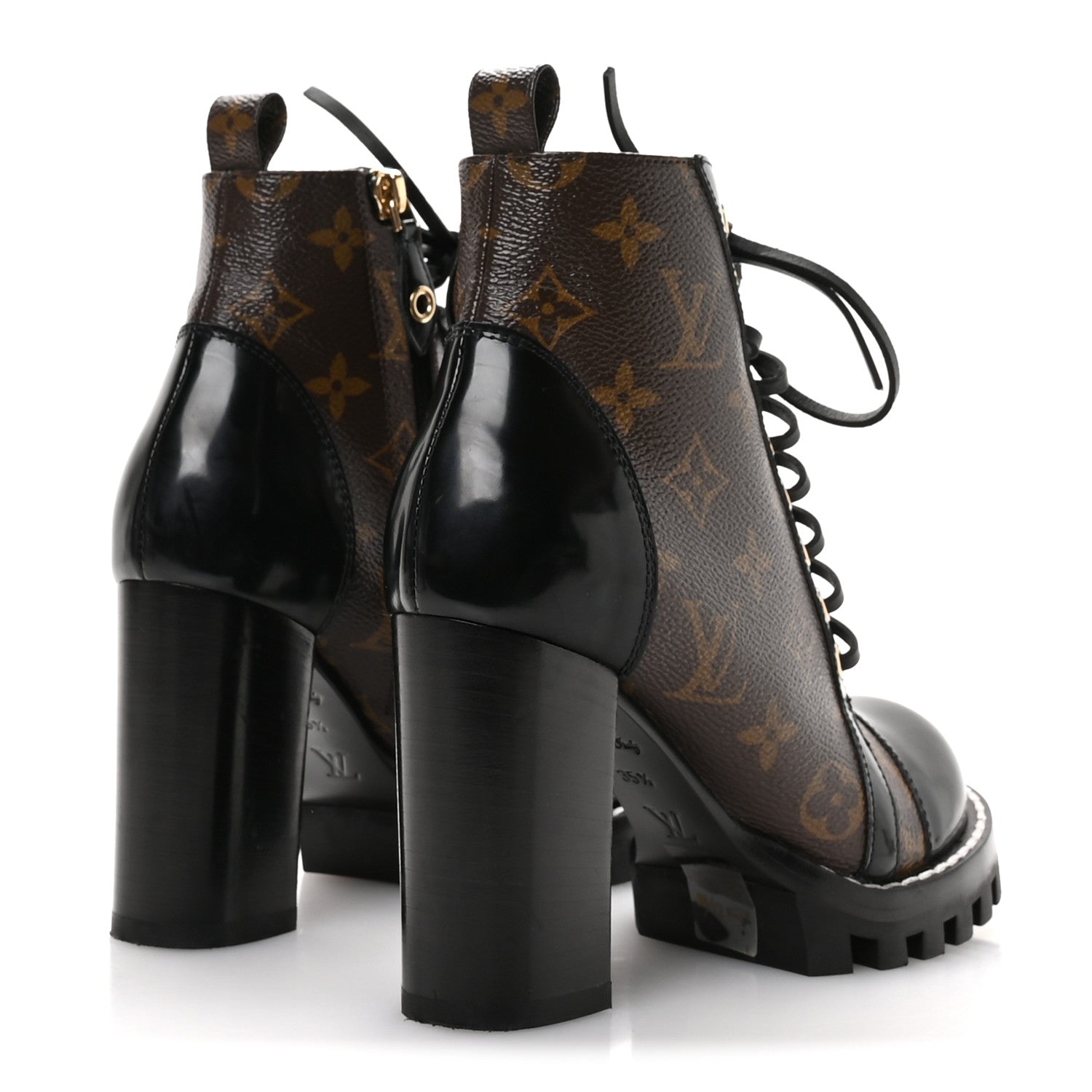Patent Calfskin Monogram Star Trail Ankle Boots 35.5 Black