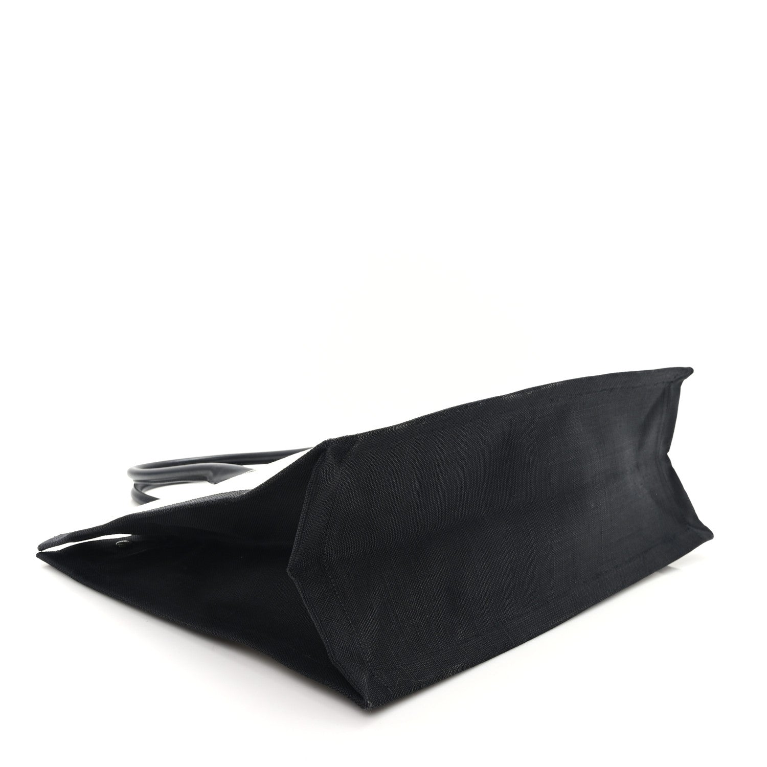 Linen Calfskin Rive Gauche Tote White Black