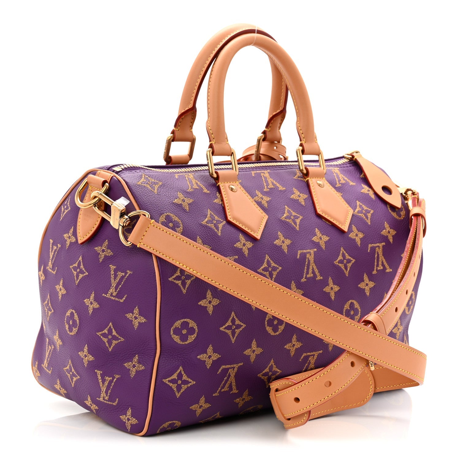 Calfskin Monogram Speedy P9 Bandouliere 30 Golden Lotus Purple