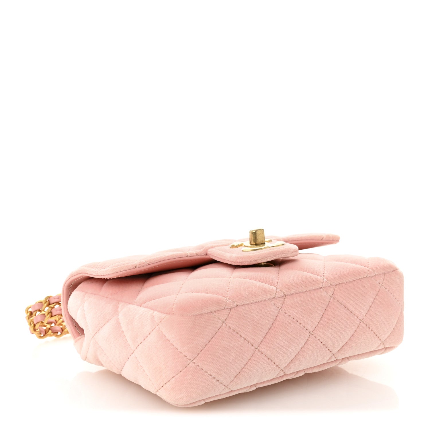 Velvet Enamel Mini Flap Light Pink
