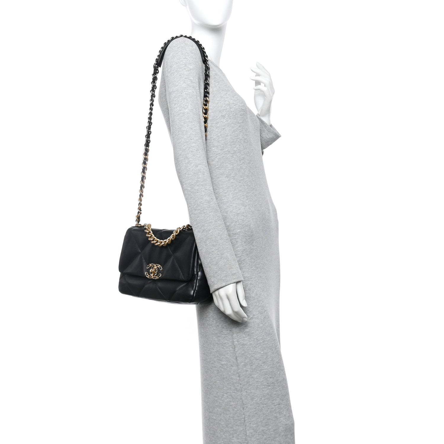 Lambskin Quilted Medium Chanel 19 Flap Black