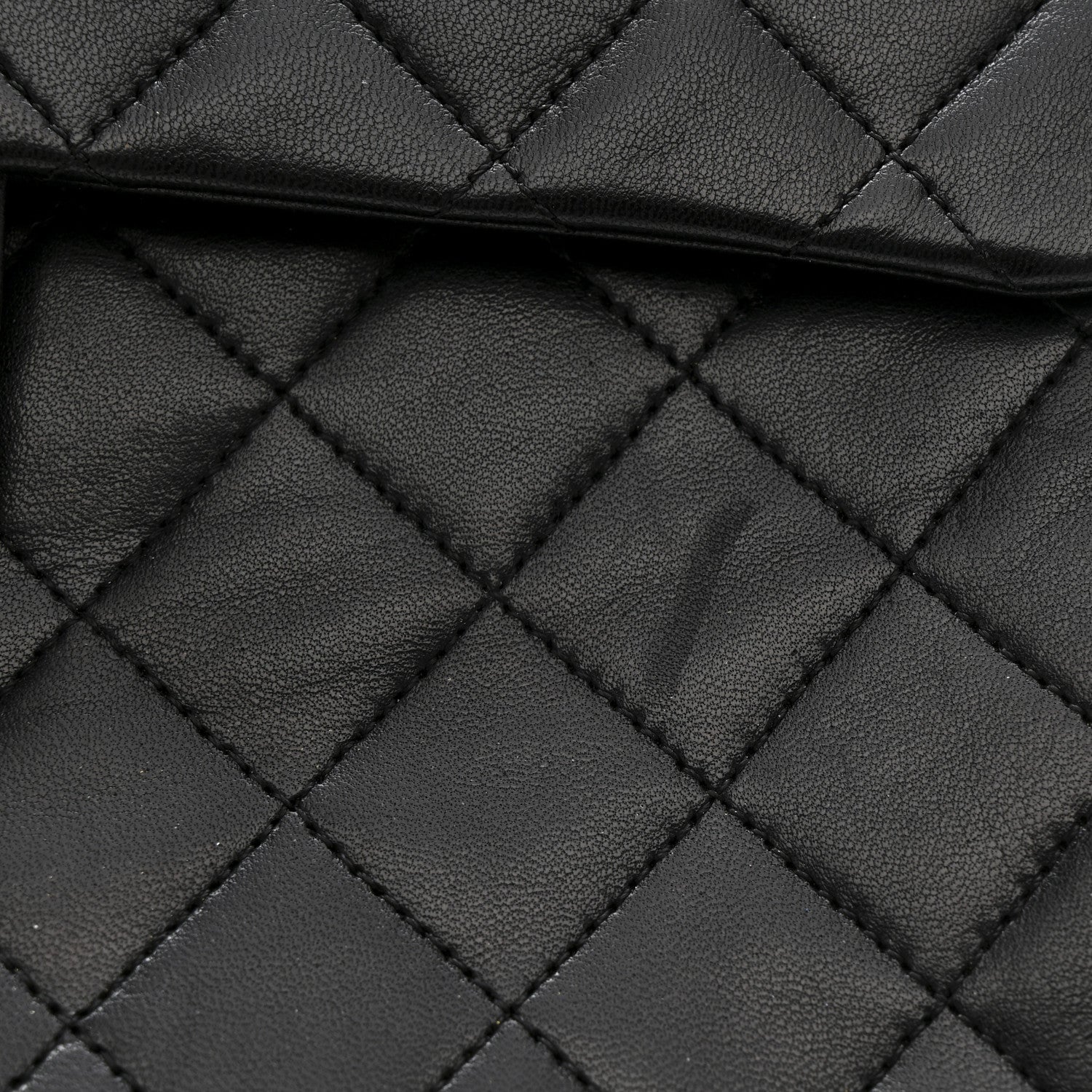 Lambskin Quilted Medium Double Flap Black