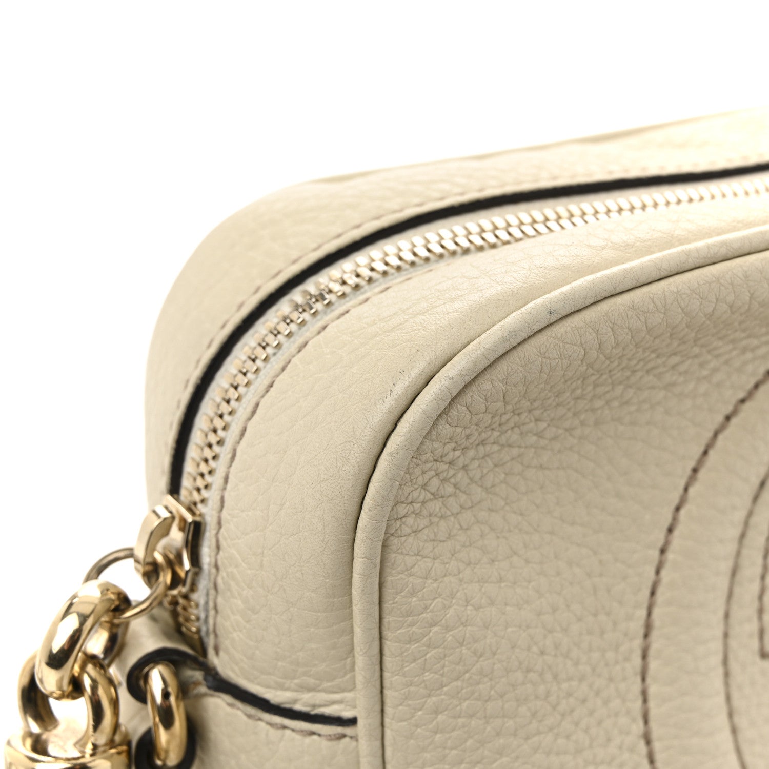 Pebbled Calfskin Small Soho Disco Bag Off White