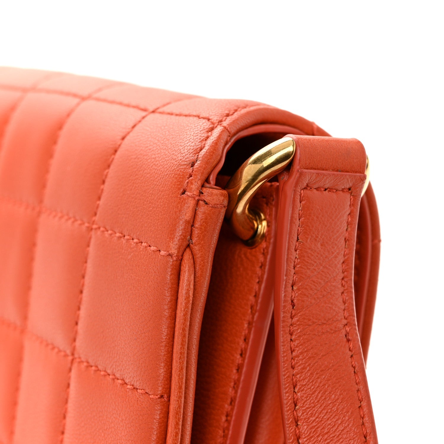 Lambskin Carre Quilted Le Maillon Satchel Orange