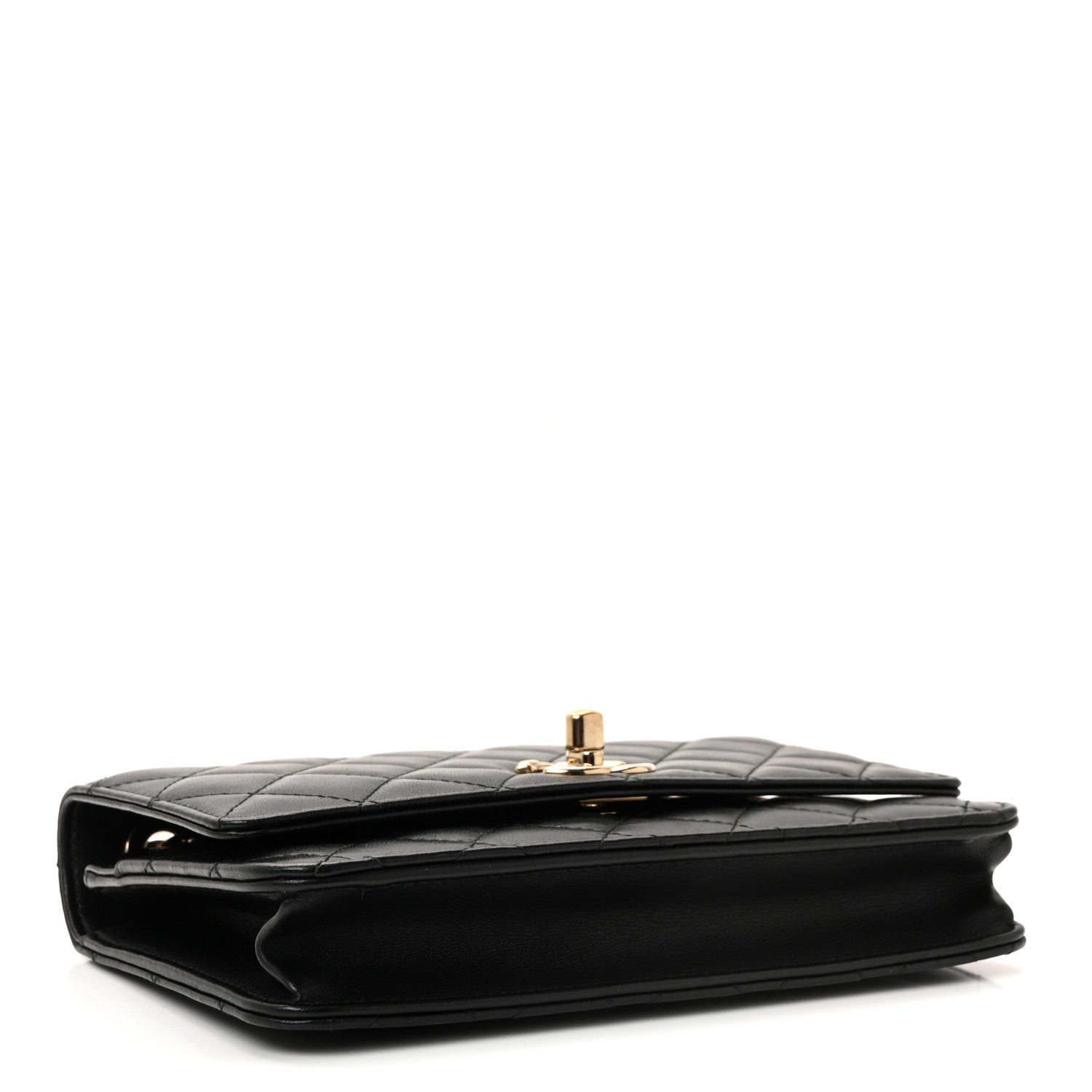 Lambskin Quilted Trendy CC Wallet On Chain WOC Black