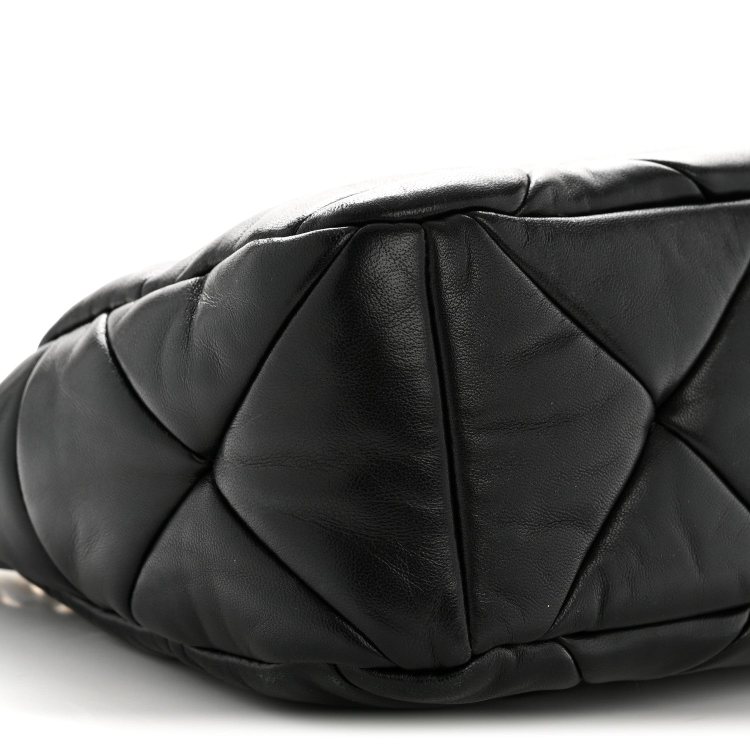 Nappa Re-Nylon Triangle Quilted Patchwork System Shoulder Bag Black